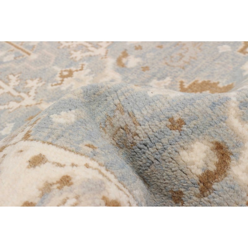 ECARPETGALLERY Hand-knotted Royal Oushak Light Blue Wool Rug - 2'9 x 7'11
