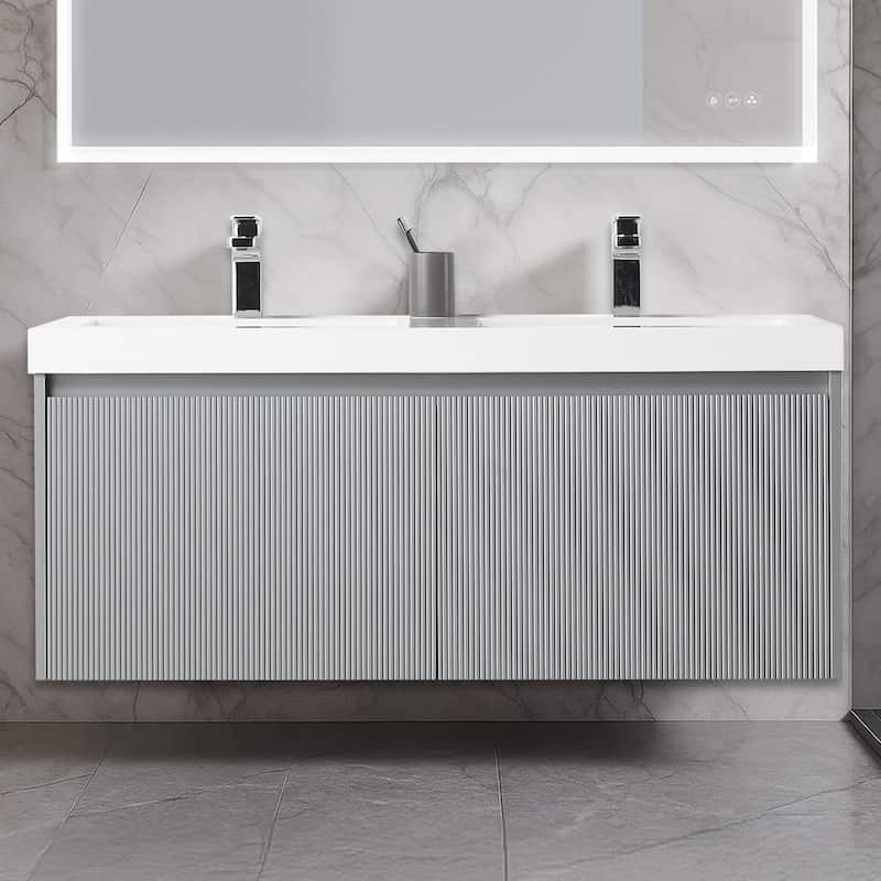 Blossom Positano 48" Floating Double Sink Vanity with Acrylic Top - Light Grey