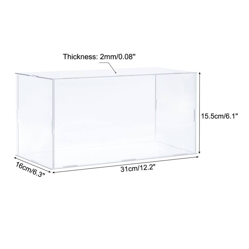 Acrylic Display Case Plastic Box Cube Storage Box Dustproof Showcase - 12.2x6.3x6.1 Inch