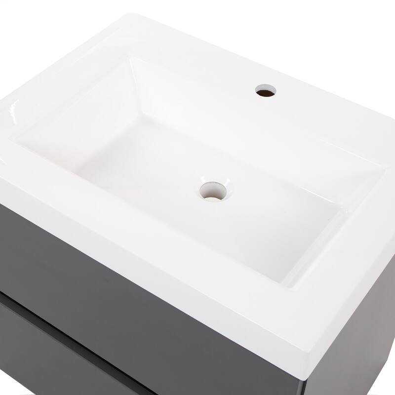 Spring Mill Cabinets Innes 24.5" 2-Drawer Floating Bathroom Vanity With White Sink Top