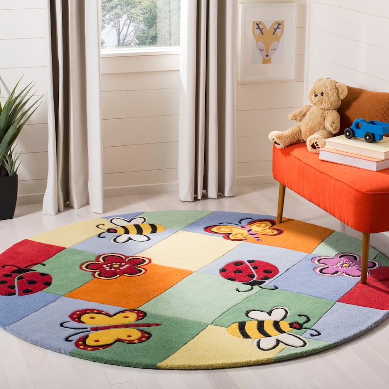 SAFAVIEH Handmade Kids Roma Wool Rug - 4' Round - Multi - Round