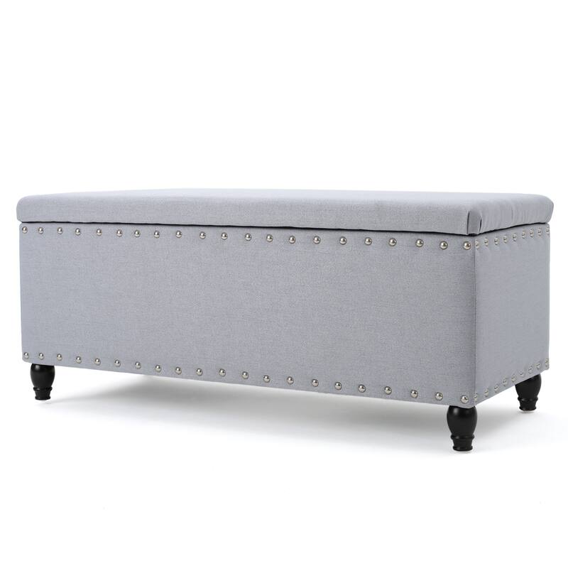 Tatiana Contemporary Fabric Storage Ottoman with Nailhead Trim by Christopher Knight Home