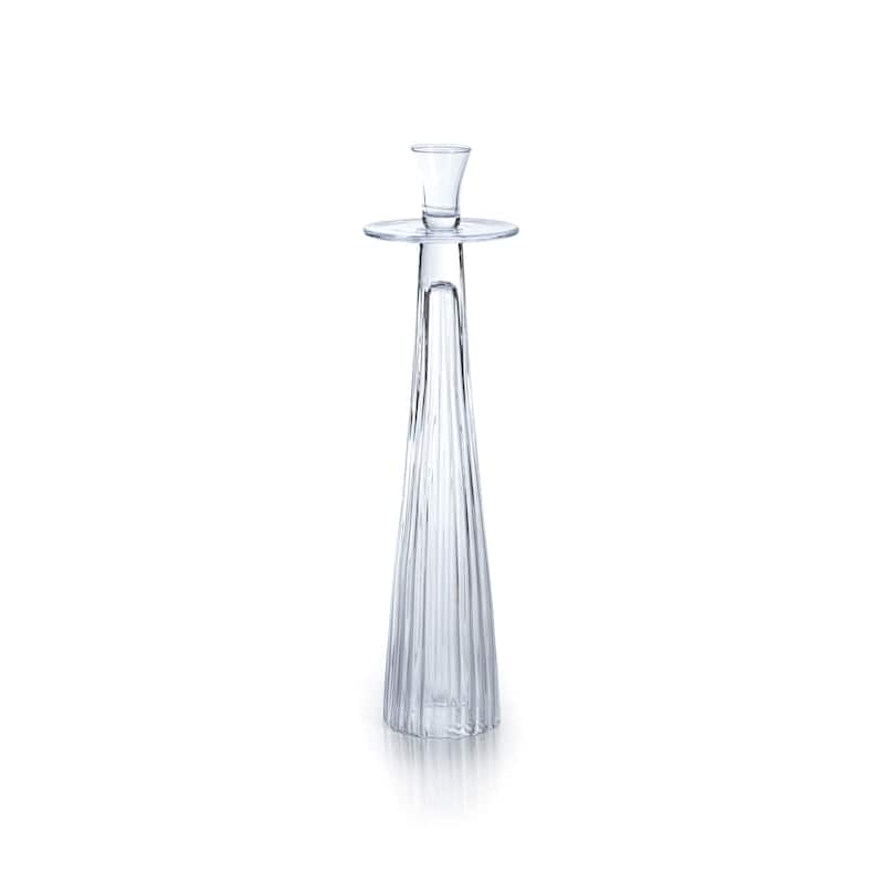 Oslob Tall Ribbed Glass Taper Holder - Medium