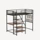 preview thumbnail 5 of 15, Twin Size Loft Bed with Built-in Charging Station & LED Lighting, Heavy-Duty Metal Loft Bed Frame with Desk & Safety Guardrails