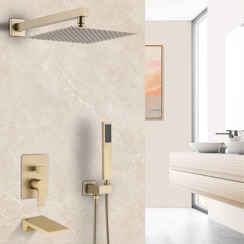 Topcraft Wall Mounted Rain Shower System with Handheld Showerhead