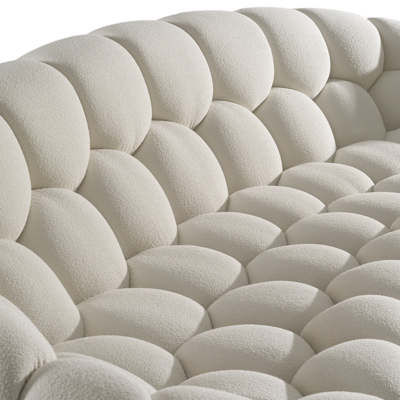 Divani Casa Yolonda Modern Curved Off-White Fabric Sofa
