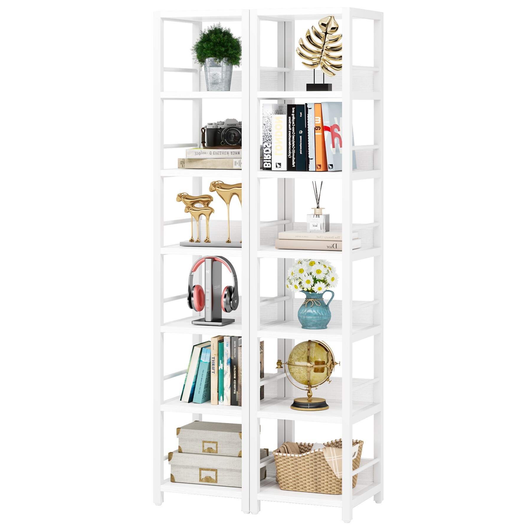 75 Inch Tall Narrow Corner Shelves, 6-Tier Etagere Shelve Storage