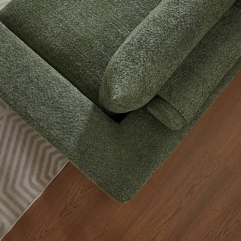 Curved Sectional Sofa with L-Shape Chaise, Chenille Upholstered Boneless Cloud Sofa, Modular 4 Seat Corner Sofa with Cushions