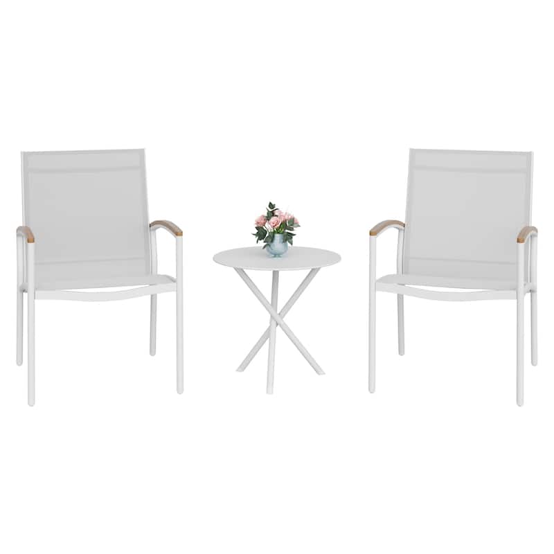 3-Piece Outdoor Bistro Set with Textilene Fabric – All-Weather Patio Conversation Set for Garden, Balcony & Poolside - N/A