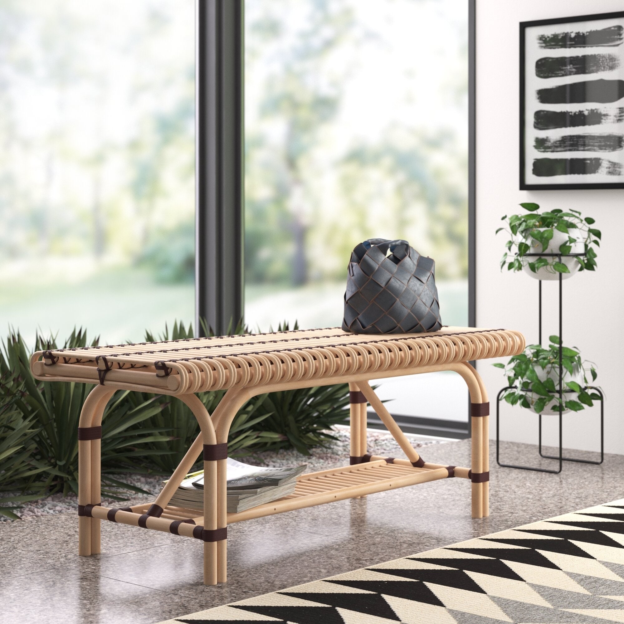 Bench with wicker best sale seat