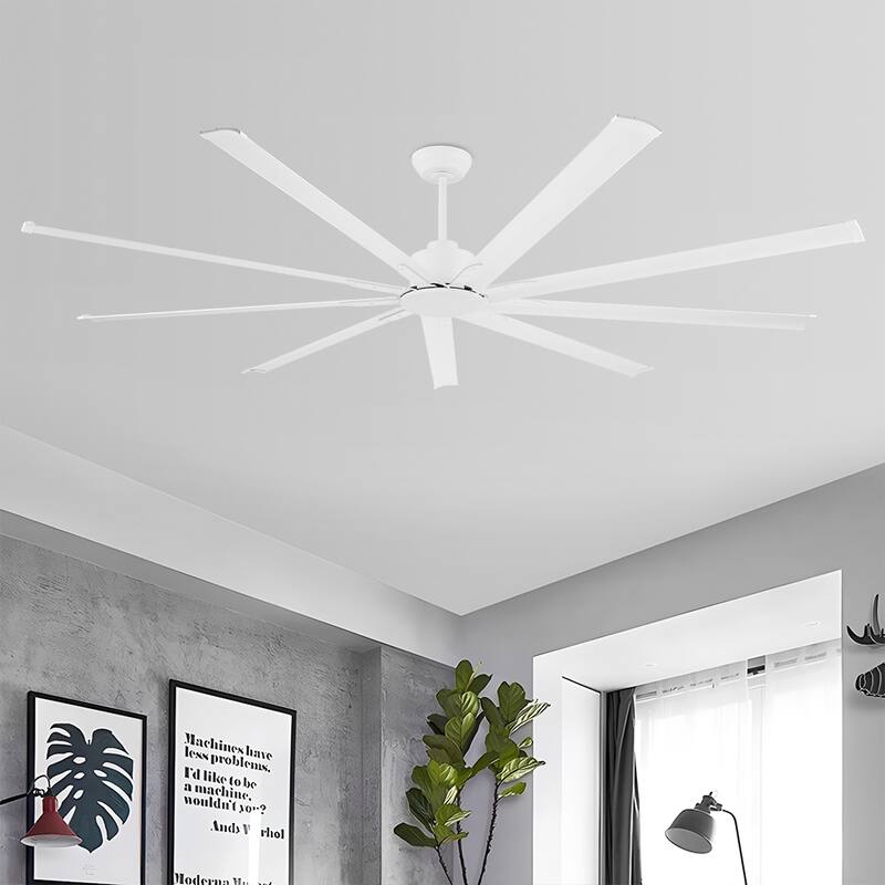 84 in. 96 in. 9 aluminium blades DC Motor Indoor Ceiling Fan & Remote - 96 - White