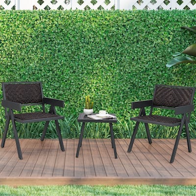 Costway 3 PCS Patio Wicker Chair Set, Rattan Furniture Set with Quick - See Details