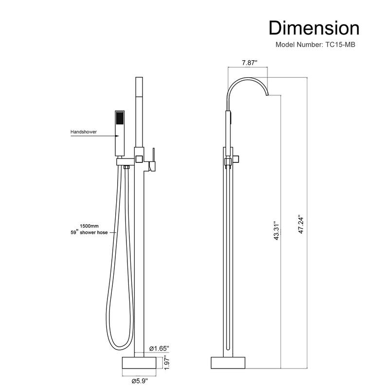 Single Handle Freestanding Gooseneck Bath Tub Filler Faucet