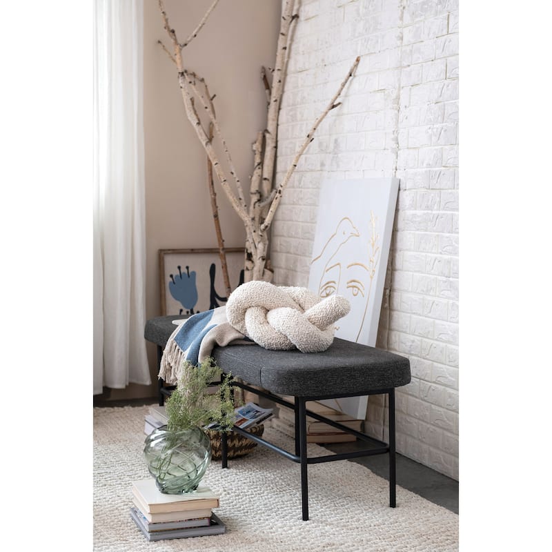 Fabric Upholstered Bench with Metal Legs - 55.1"L x 17.8"W x 17.9"H