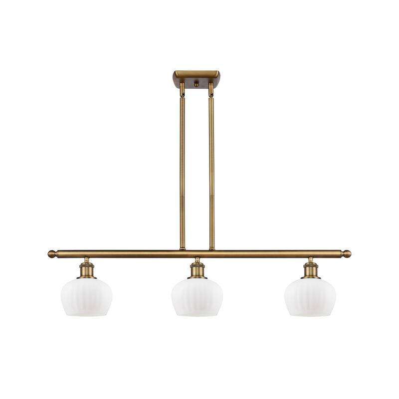Innovations Lighting Fenton 3 Light 36" Wide Linear Chandelier - Brushed Brass / Matte White