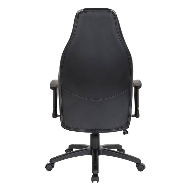 Commander Gaming Chair in Black Faux Leather and Grey Accents