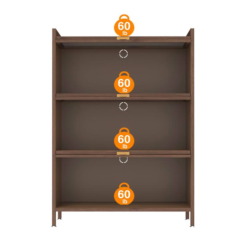 Anmytek 44 Inch Tall Metal Storage Cabinet 3 Flip Doors Ample Storage Walnut Finish