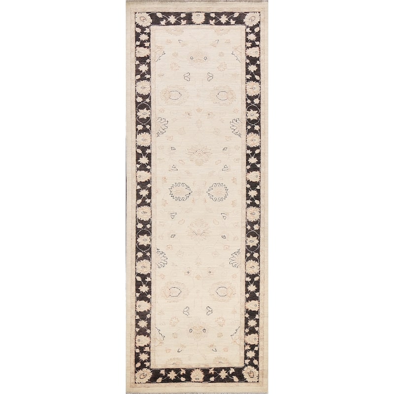 Vegetable Dye Peshawar Chobi Oriental Floral Runner Rug Wool Handmade - 3'2" x 9'7"