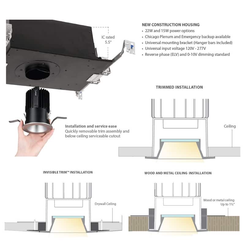 WAC Lighting Volta 2" Shallow Regressed Downlight with LED Light
