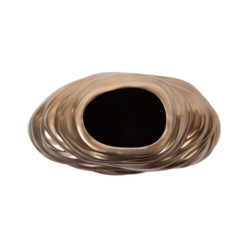 Allan Andrews Hand Finished Brass Ceramic Flowing Wave Vase