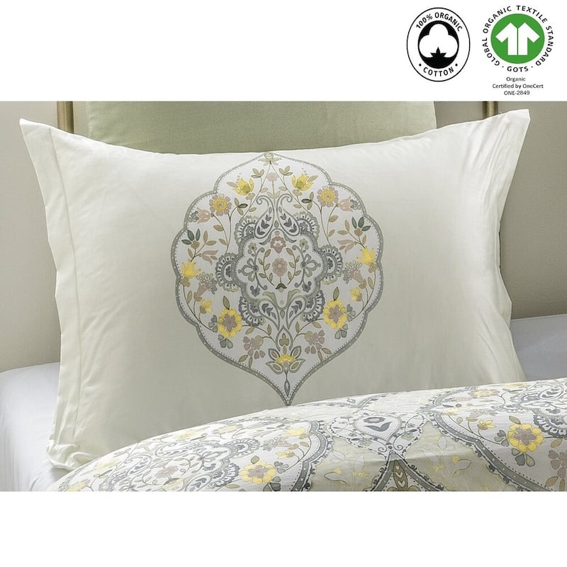 A1HC Reversible Print Organic Cotton Pillow Sham, GOTS Certified, Wrinkle Resistant, Long Staple Cotton, 21" x 30" (Set Of 2)
