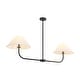 preview thumbnail 10 of 14, 2-Light Modern Black/Gold Linear Fabric Cone Large Pendant Light for Kitchen Island