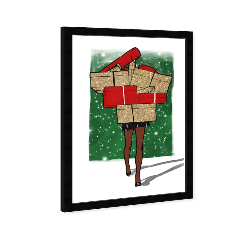 Wynwood Studio Prints Fashion and Glam Holiday Gifts Galore Green and Metallic Green Glam Wall Art Canvas Print