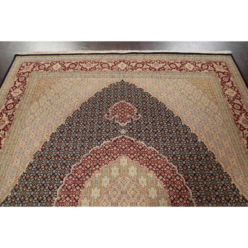 Wool/ Silk Tabriz Mahi Persian Vegetable Dye Area Rug Hand-knotted - 8'1" x 10'5"