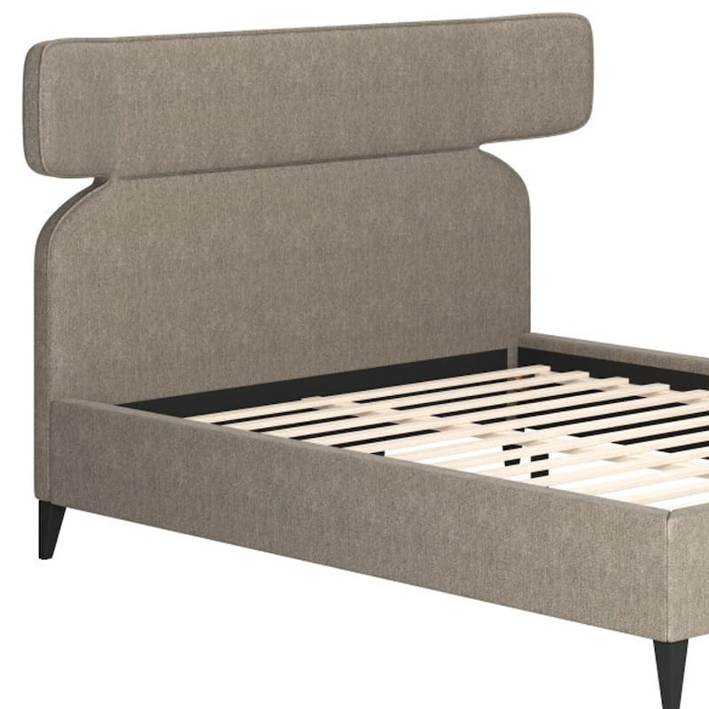 HomeRoots Brown Solid Wood And Upholstery Queen Bed Frame