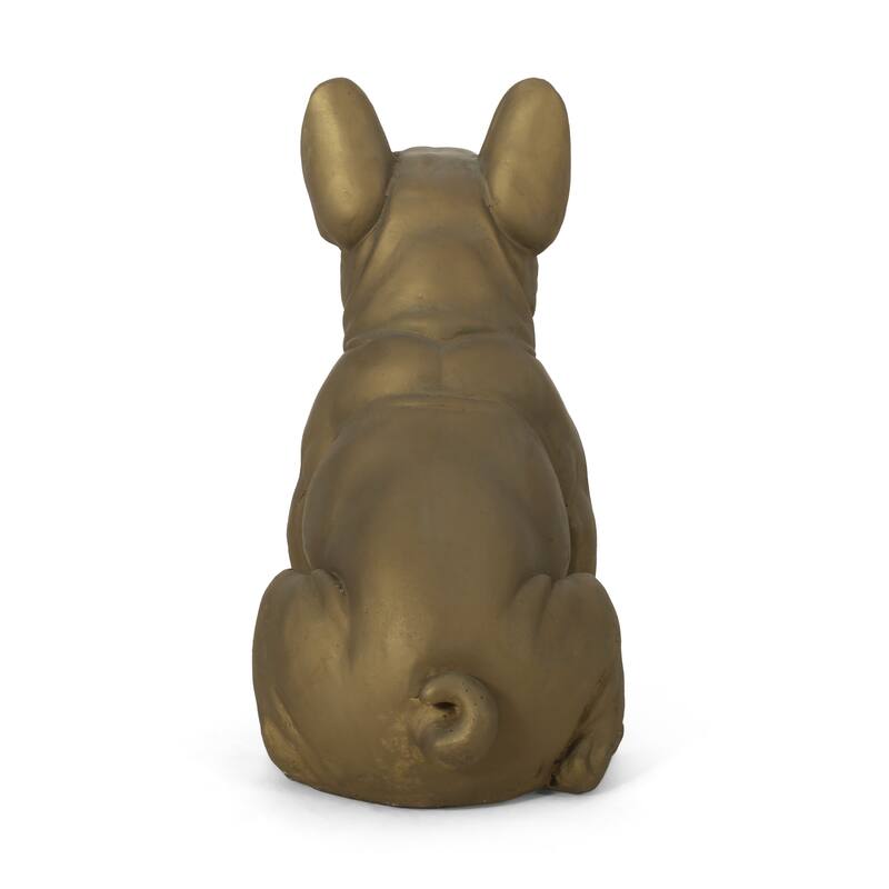 Outdoor Dog Garden Glass Sculpture, Outdoor French Bulldog Garden Statue, Rustic Gold, No Assembly Required