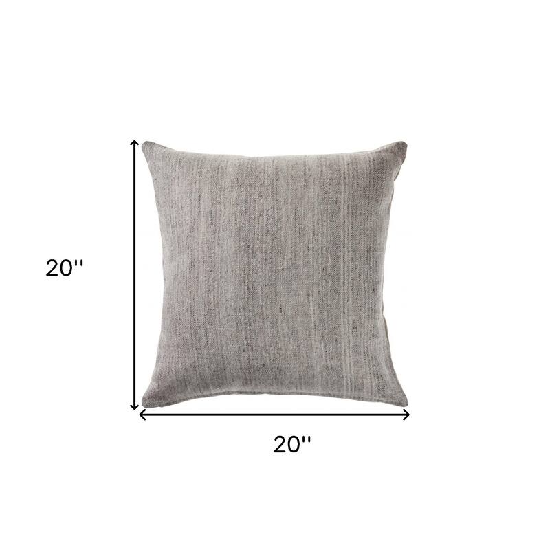 HomeRoots 20" X 20" Light Gray And Dark Gray 100% Wool Zippered Pillow