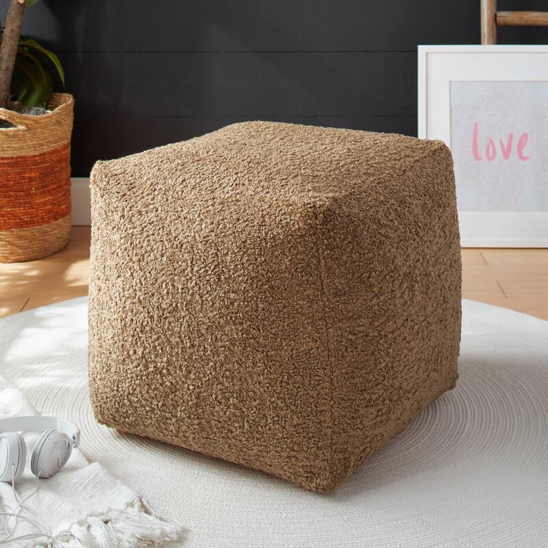 Sorra Home Indoor Bean Pouf - Vision - Zazzle Taupe - 17 in W x 17 in D x 17 in H