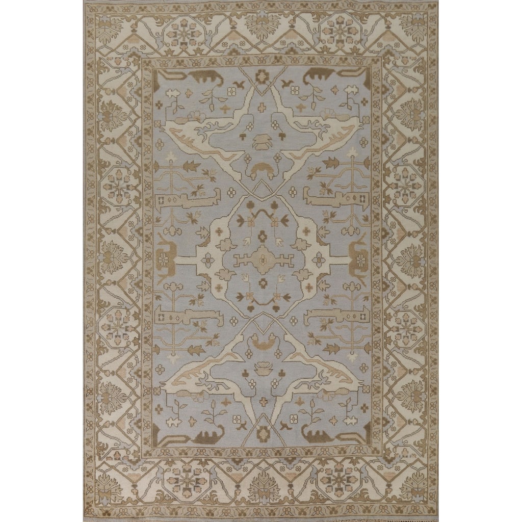 Oushak Oriental Area Rug Hand-Knotted Wool Carpet - 9'0"x 11'10"