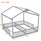 preview thumbnail 44 of 56, Double Twin House-Style Floor Bed with Fence and Guardrails, No Door