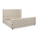 preview thumbnail 14 of 16, Geneva Curved Wing Upholstered Platform Bed with Headboard Light Beige Linen - King