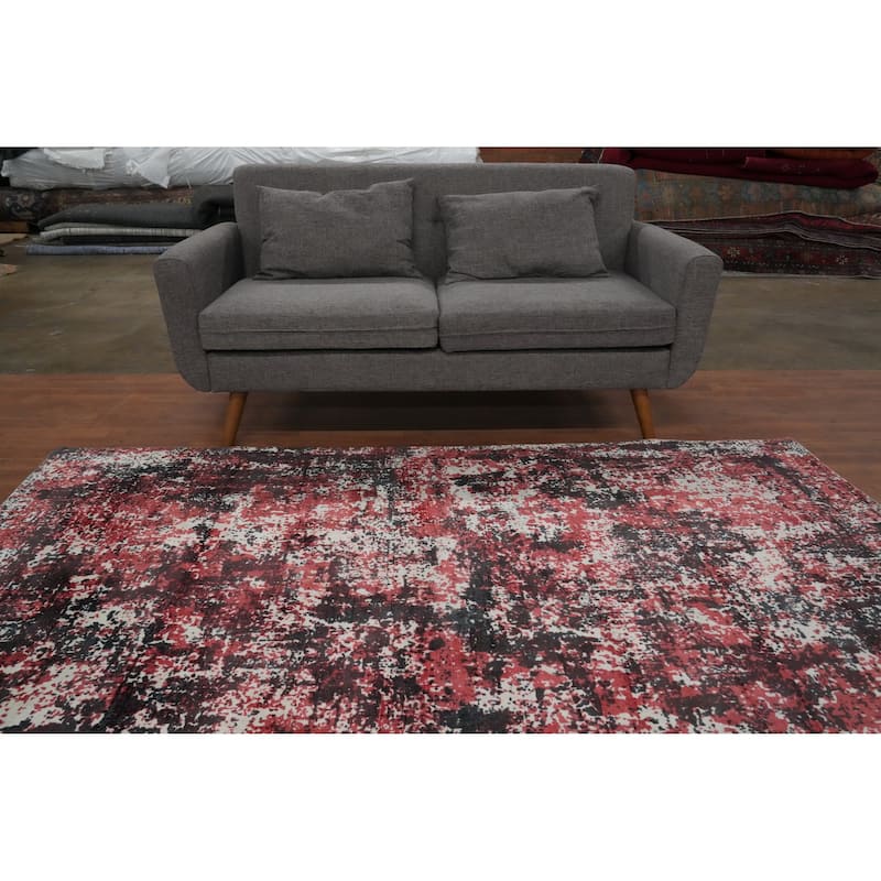 Hand Knotted Oriental Viscose Silk Carpet Modern Abstract Multi-Colored Abstract Area Rug - 7' 10'' X 5' 5''