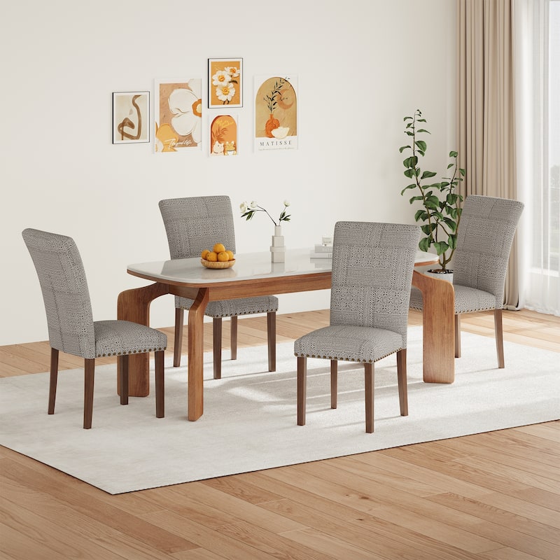 RENEWLINE Dining Chairs, Fabric with Nailhead Trim and Wood Legs
