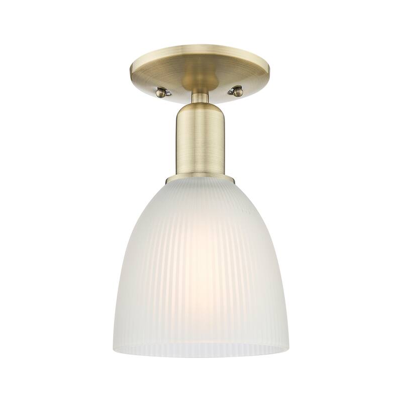 Innovations Lighting Endless Possibilities Arcadia - Castile - 1 Light 6" Semi-Flush Mount - Antique Brass/White
