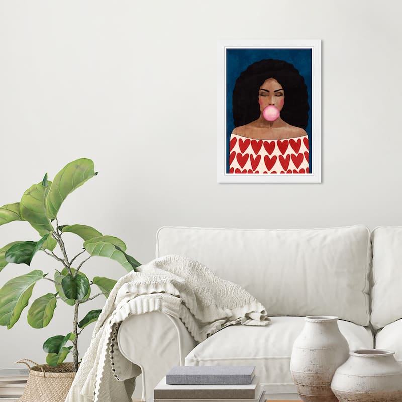 Wynwood Studio Prints Fashion and Glam I love bubblegum Red and Dark Blue Modern & Contemporary Wall Art Canvas Print - White
