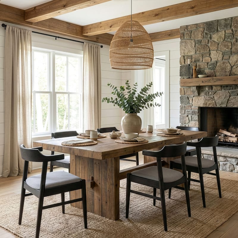 Set of 2 Atlas Retro Modern Black Wood Chair with Curved Back