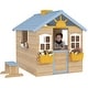 preview thumbnail 1 of 7, Outsunny Wooden Playhouse for Kids Outdoor Garden Pretend Play Games, Adventures Cottage, with Working Door, Windows, Blue 5-7 Years