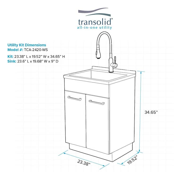 Transolid TRS_TCA-2420 Contemporary Laundry Cabinet 23-5/8" Free