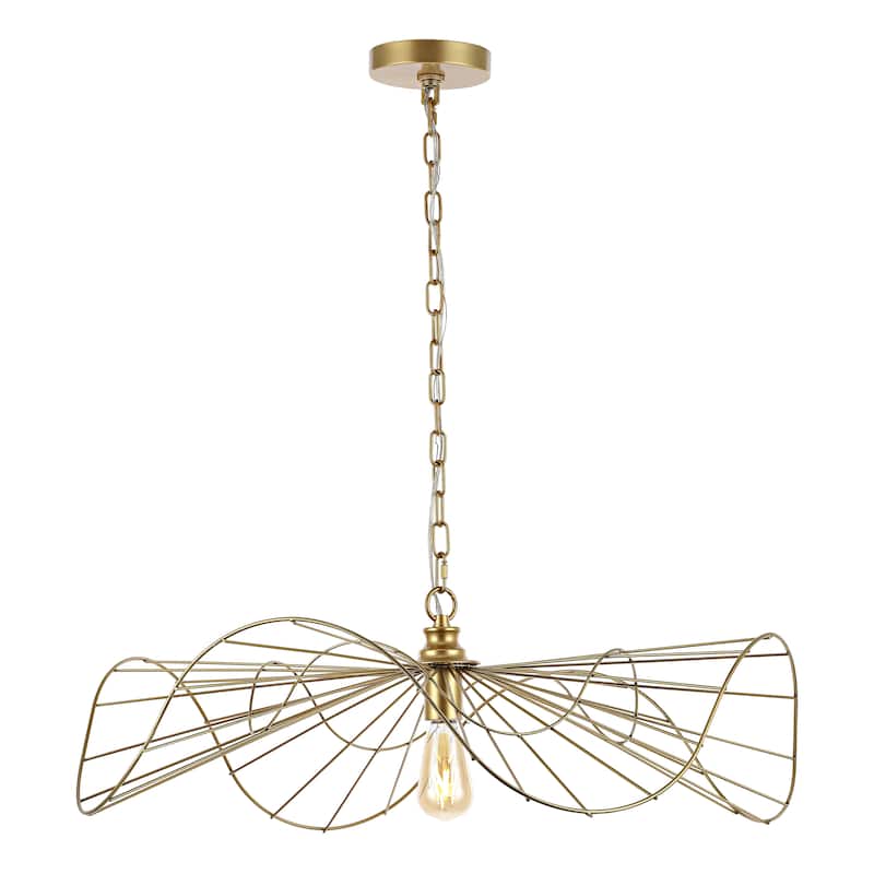 SAFAVIEH Home Lighting Collection Mikola 28" Glam Pendant - 28" W x 28" D x 73" H