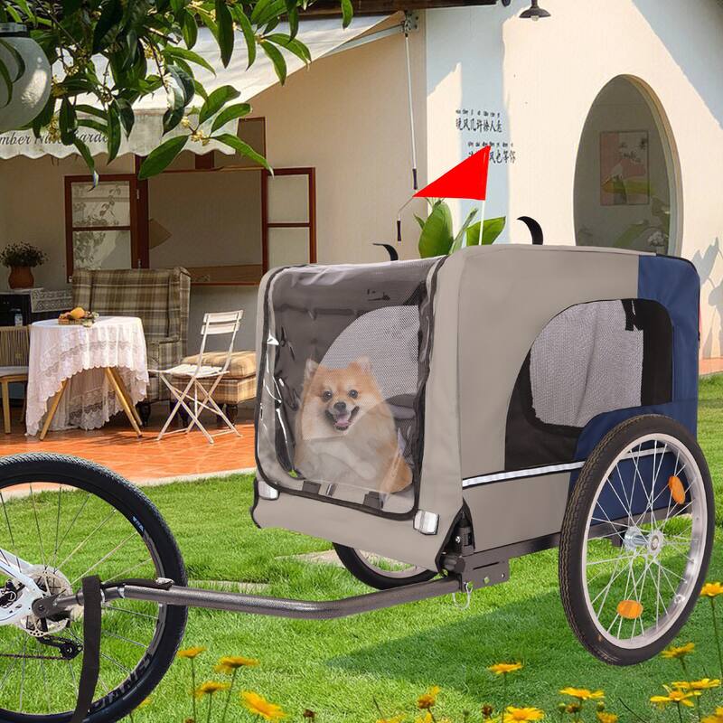 Durable Dog Bike Trailer with 20-Inch Wheels, Zippered Mesh Doors, and 88lb Capacity