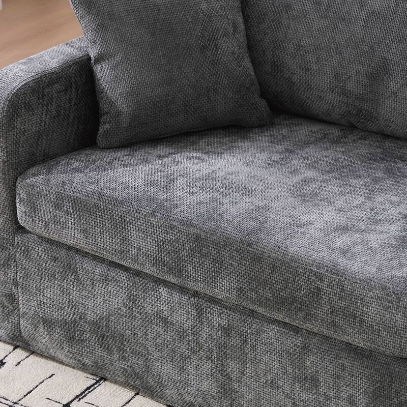 Modern Upholstered Farmhouse Performance Accent Chair , Reading Armchair Single Sofa with Two Bolster Pillows