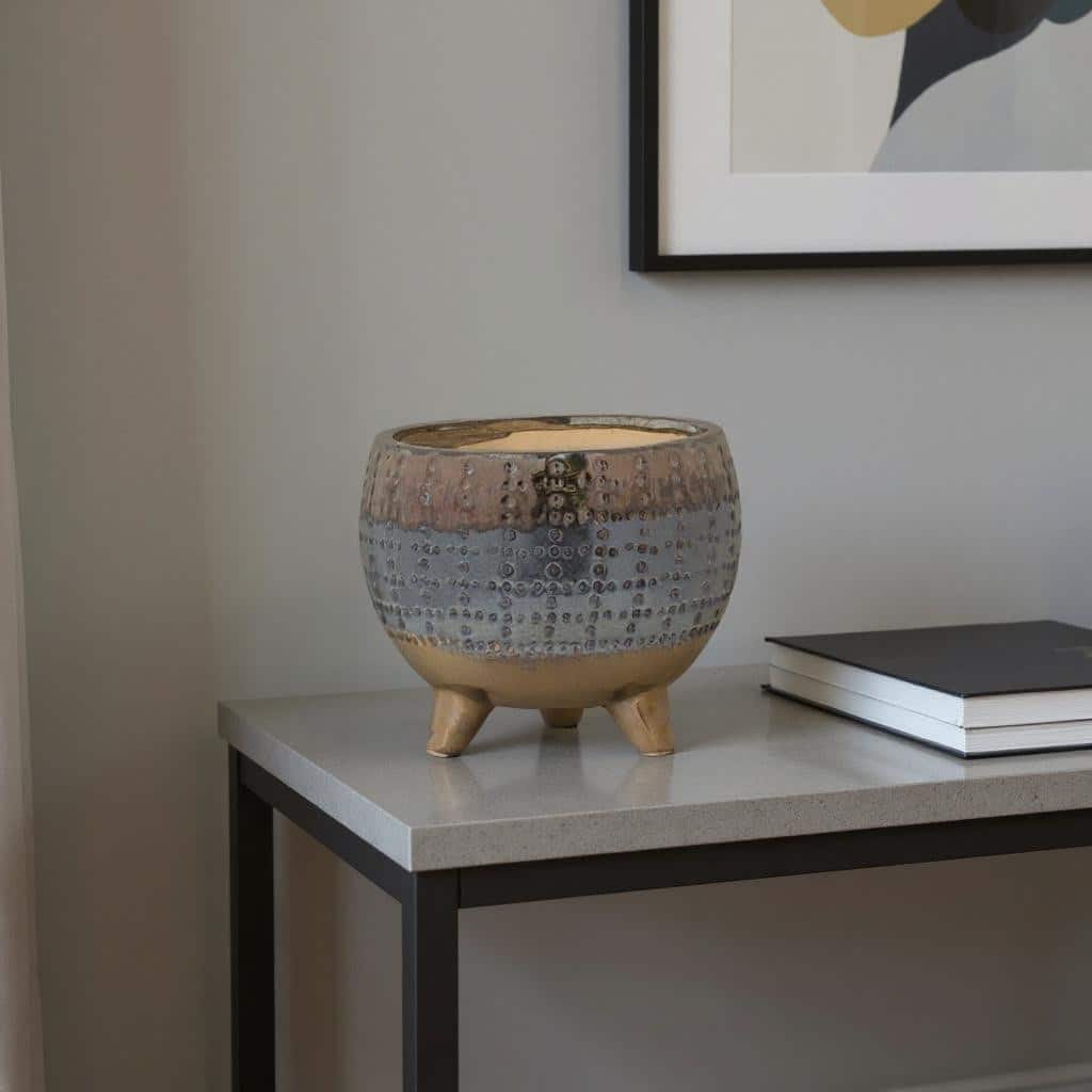 HomeRoots 6" Blue Clay Round Pot Planter - 6.00 in. x 5.25 in. x 6.00 in.