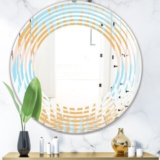 Designart 'Retro Abstract Design VI' Printed Modern Round or Oval Wall ...