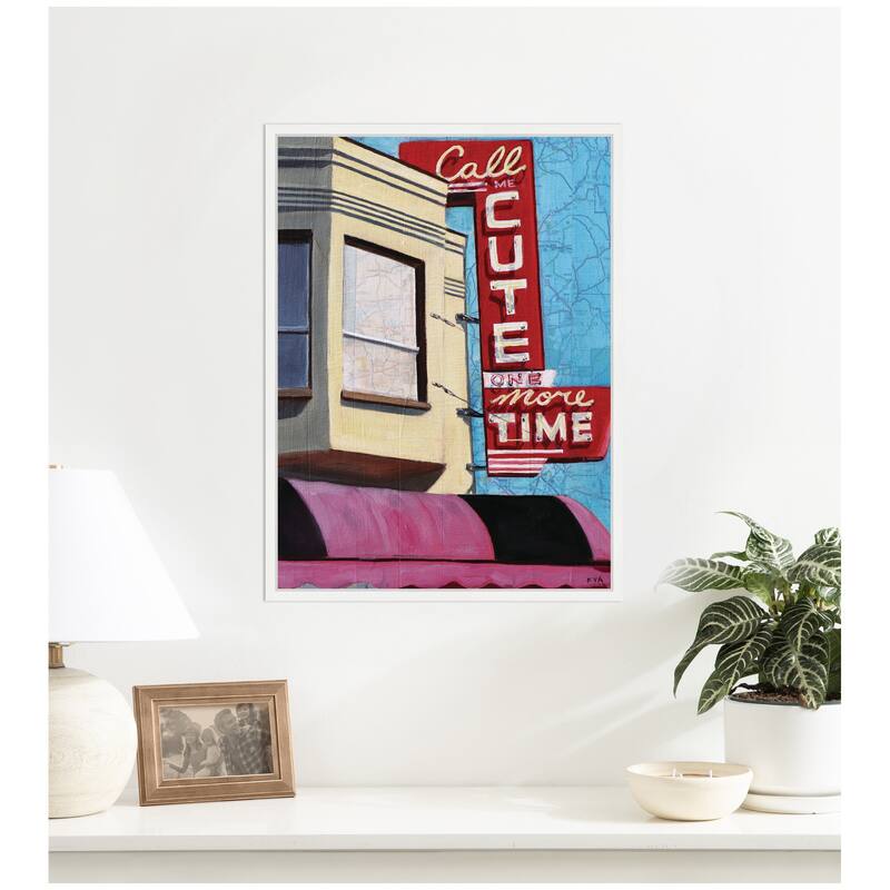 Kate and Laurel Call Me Cute by Krista V. Allenstein Framed Canvas Wall Art Print