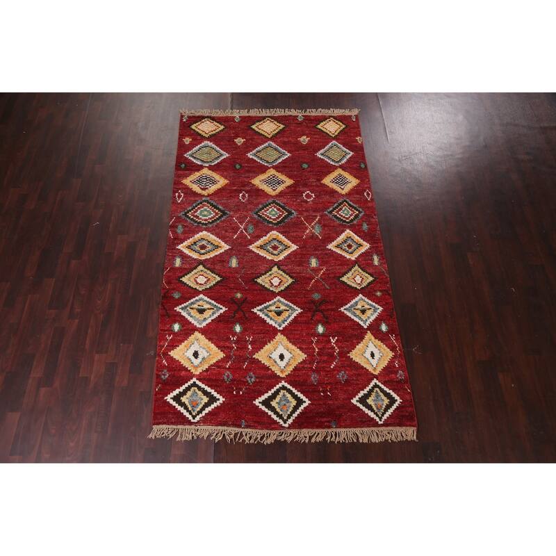 Tribal Moroccan Oriental Wool Area Rug Hand-knotted Home Decor Carpet - 5'8" x 9'8"
