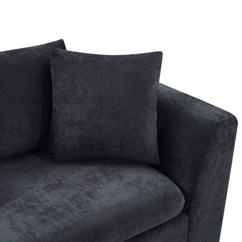 Roomfitters 93.7" L-Shaped Upholstered Sectional Sofa with Wooden Storage Compartment